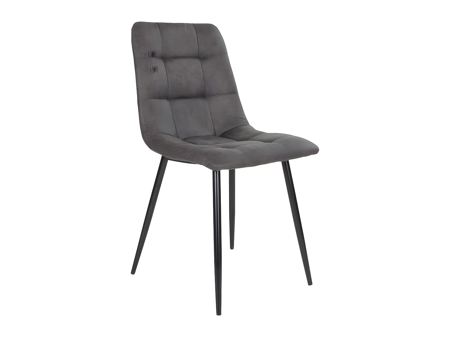 Sedia da pranzo centrale in grigio scuro con gambe nere.