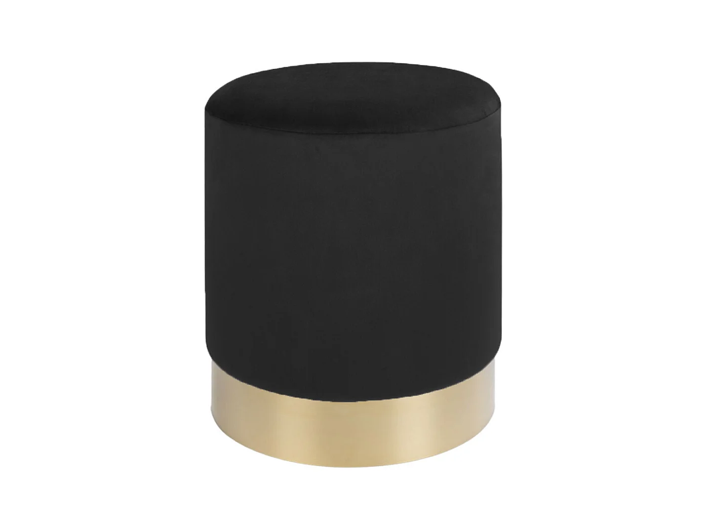 Gavin Tabouret, pouf, noir velours avec bord en laiton.