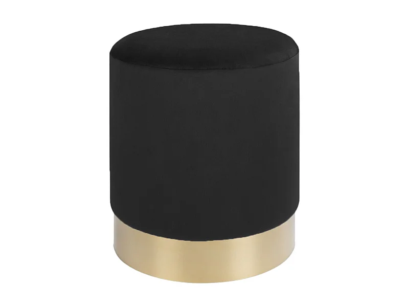 Gavin Tabouret, pouf, noir velours avec bord en laiton.