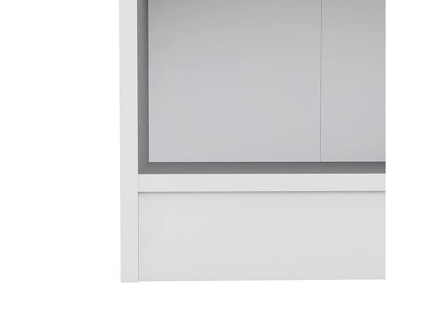 Base wandkast 2 glazen deuren en 2 planken wit, eiken structuur decor.