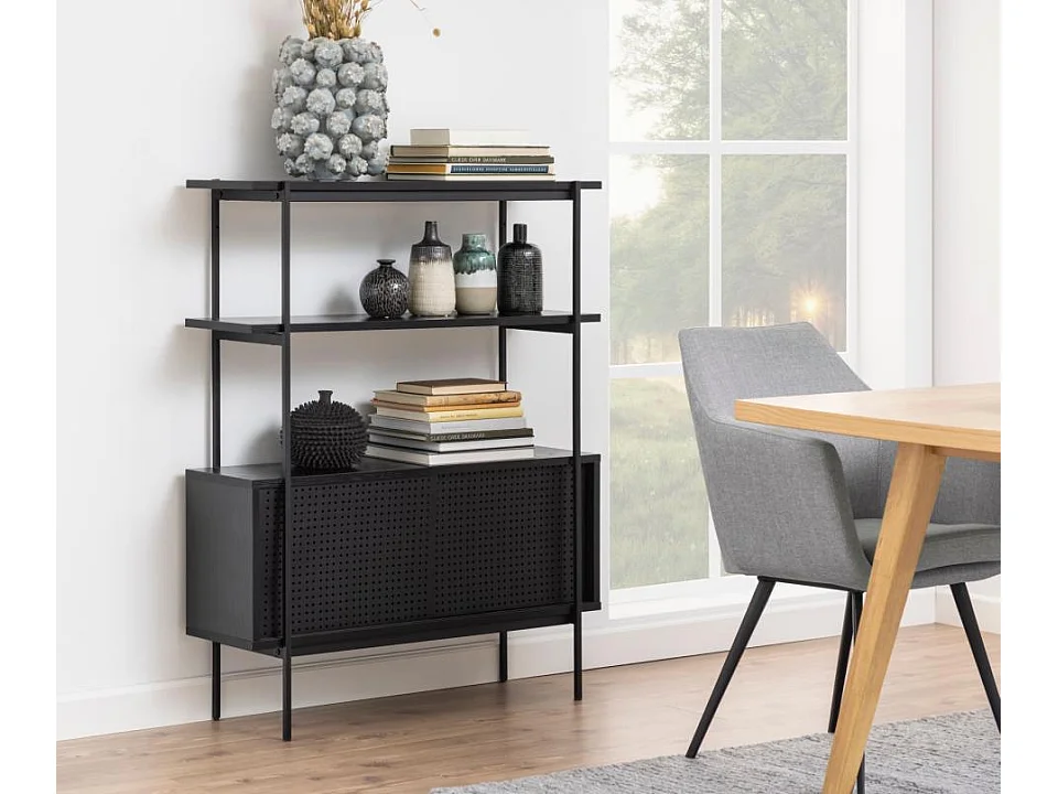 Angus Étagère avec 1 tablette de rangement et 1 porte, noir.