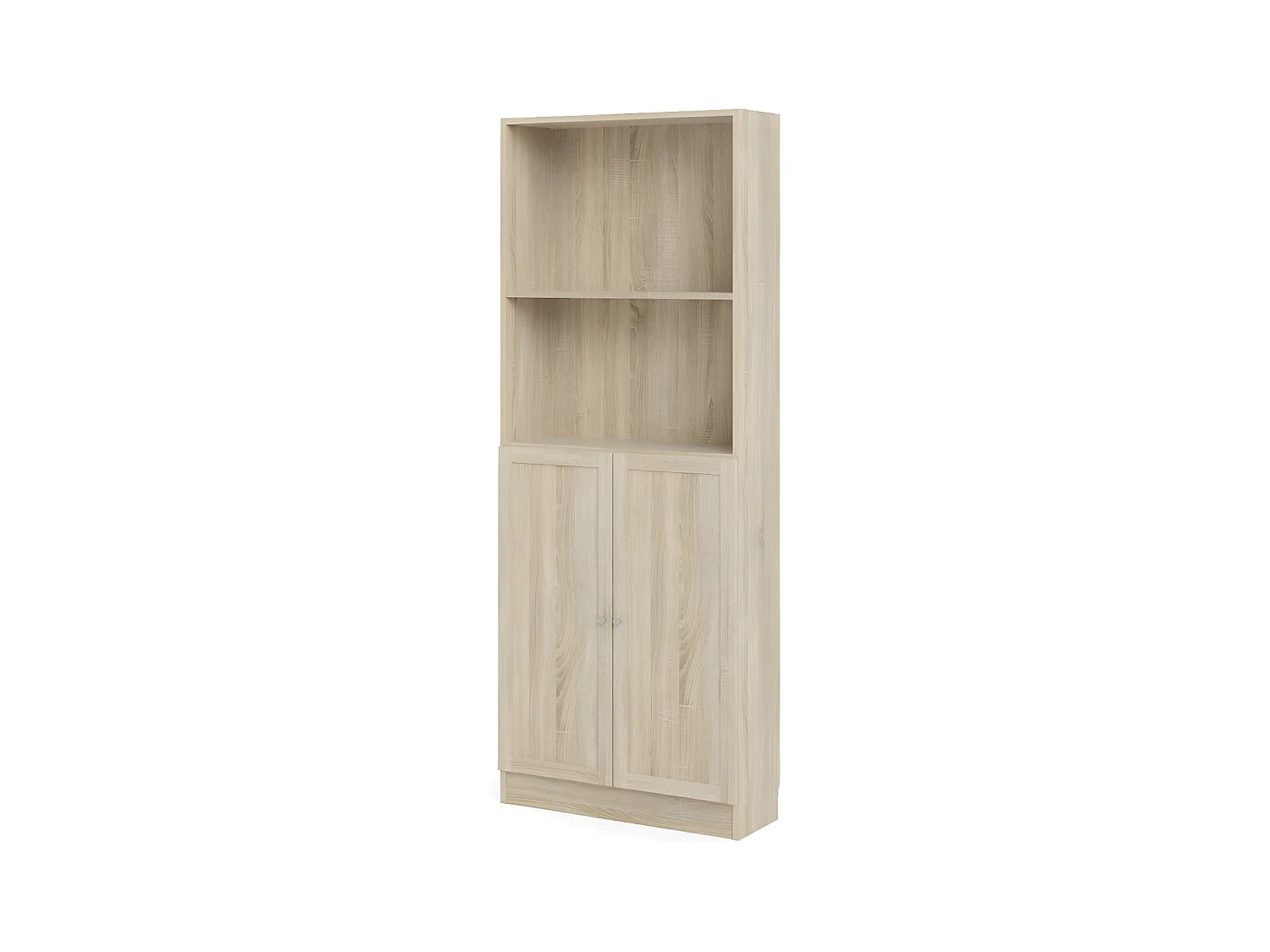 Base Étagère 1 tablette de rangement et 2 portes, finition chêne structuré.