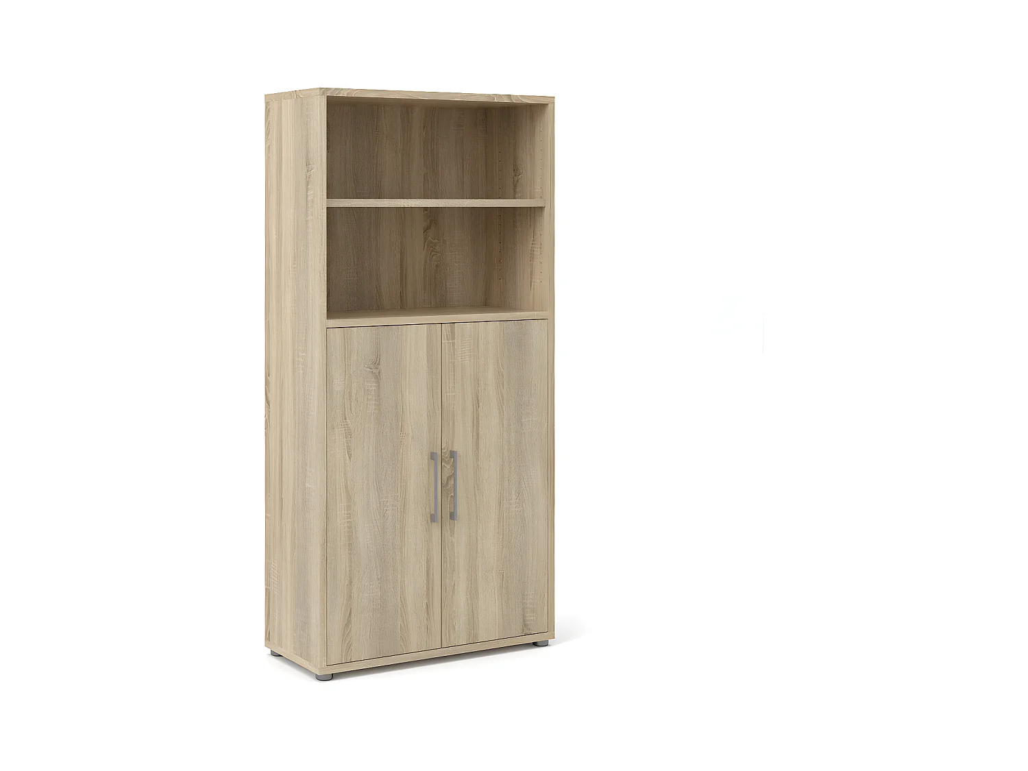 Prisme Armoire de bureau 2 portes et 1 tablette de rangement. Finition chêne.