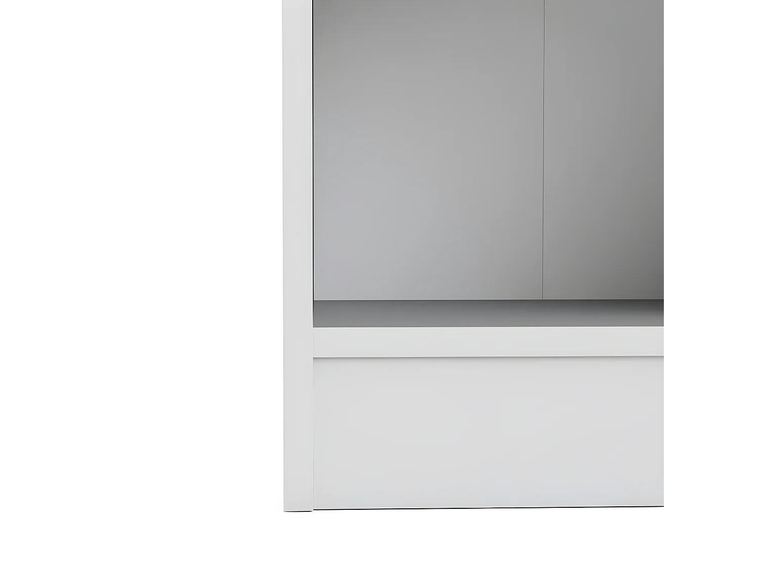 Base wandkast 1 glazen deur en 2 planken wit.