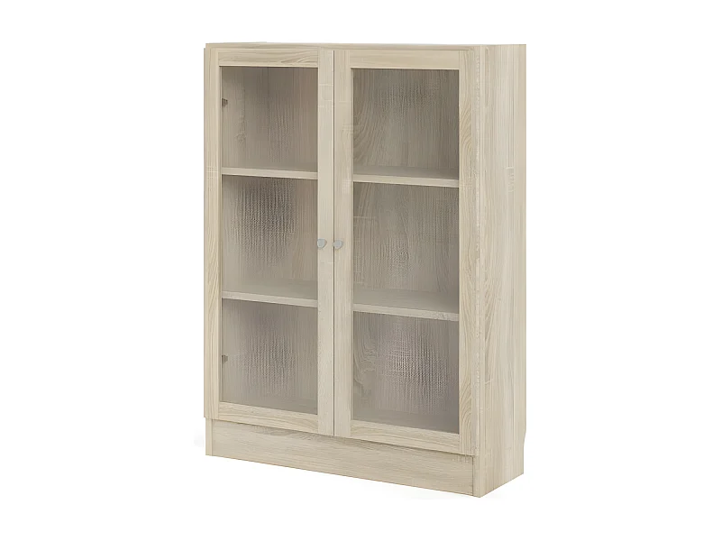 Base wandkast 2 glazen deuren eiken structuur decor .