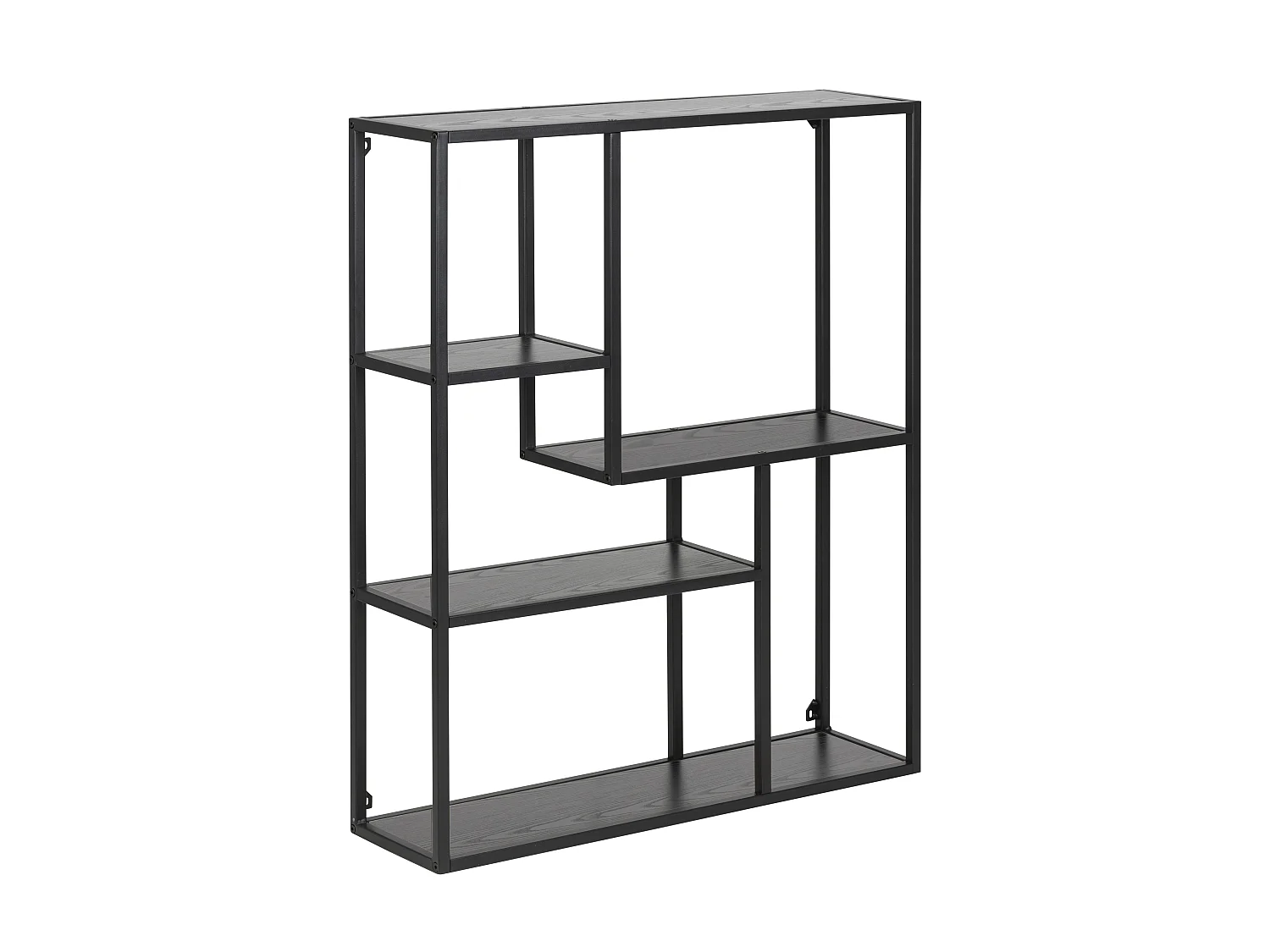 Libreria Sea 3 ripiani sospesa a parete nera.