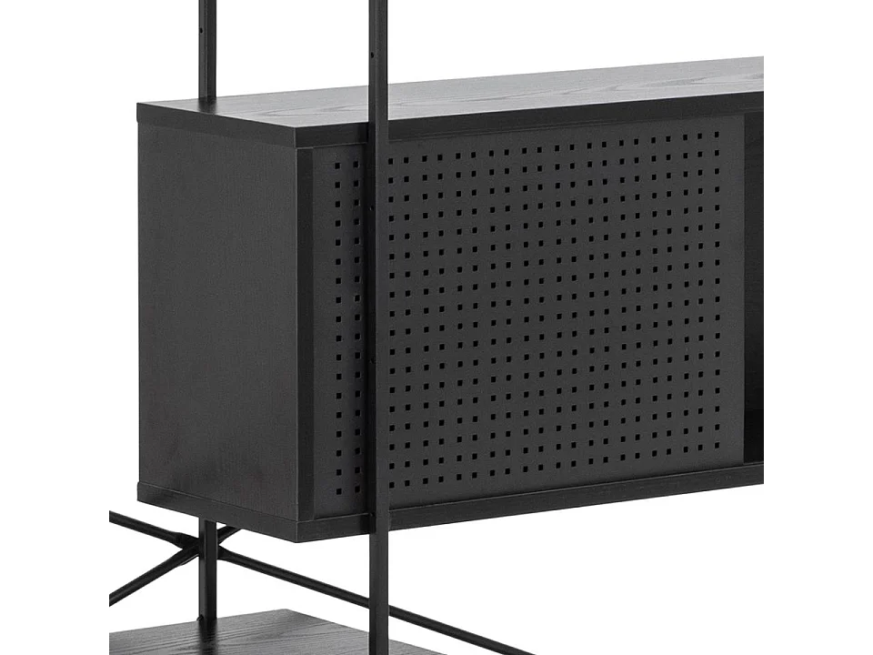 Andy wandkast met 5 planken en 1 deur zwart.