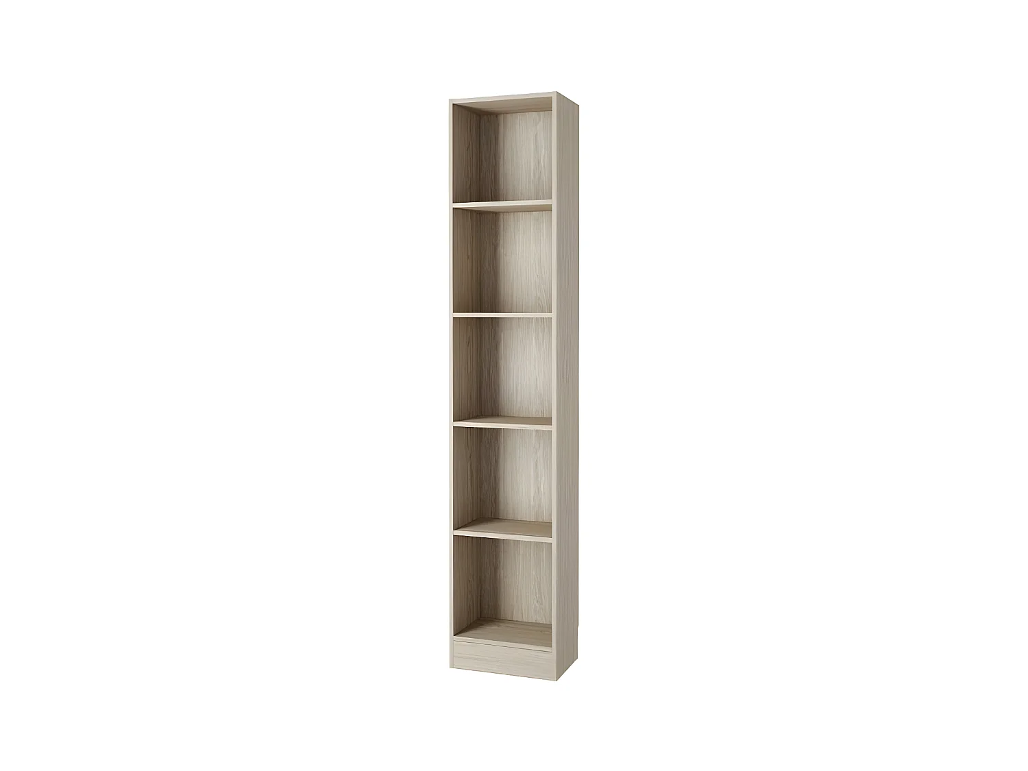 Base Étagère A 4 tablettes de rangement. Finition chêne.
