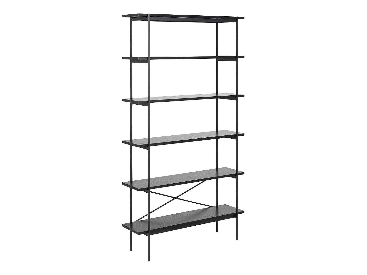 Angus Étagère avec 5 tablettes de rangement et 1 porte, noir.