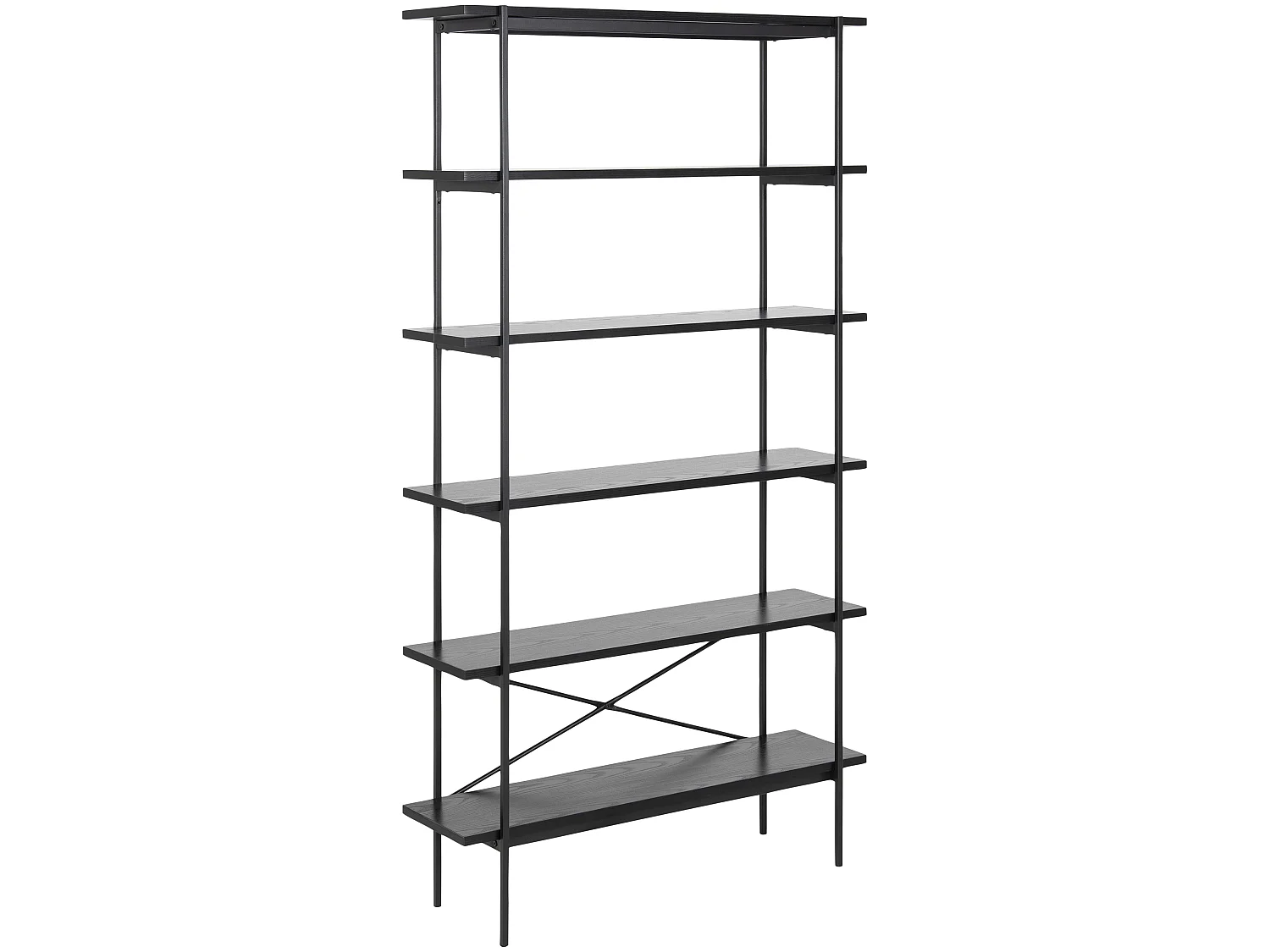 Angus Étagère avec 5 tablettes de rangement et 1 porte, noir.