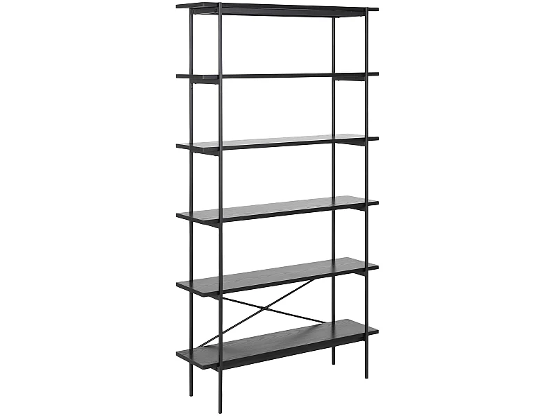 Andy wandkast met 5 planken en 1 deur zwart.