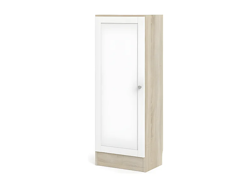 Base Étagère, 1 porte, cadre imitation chêne structuré, blanc.