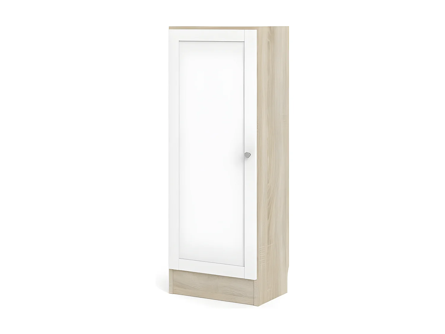 Base Étagère, 1 porte, cadre imitation chêne structuré, blanc.