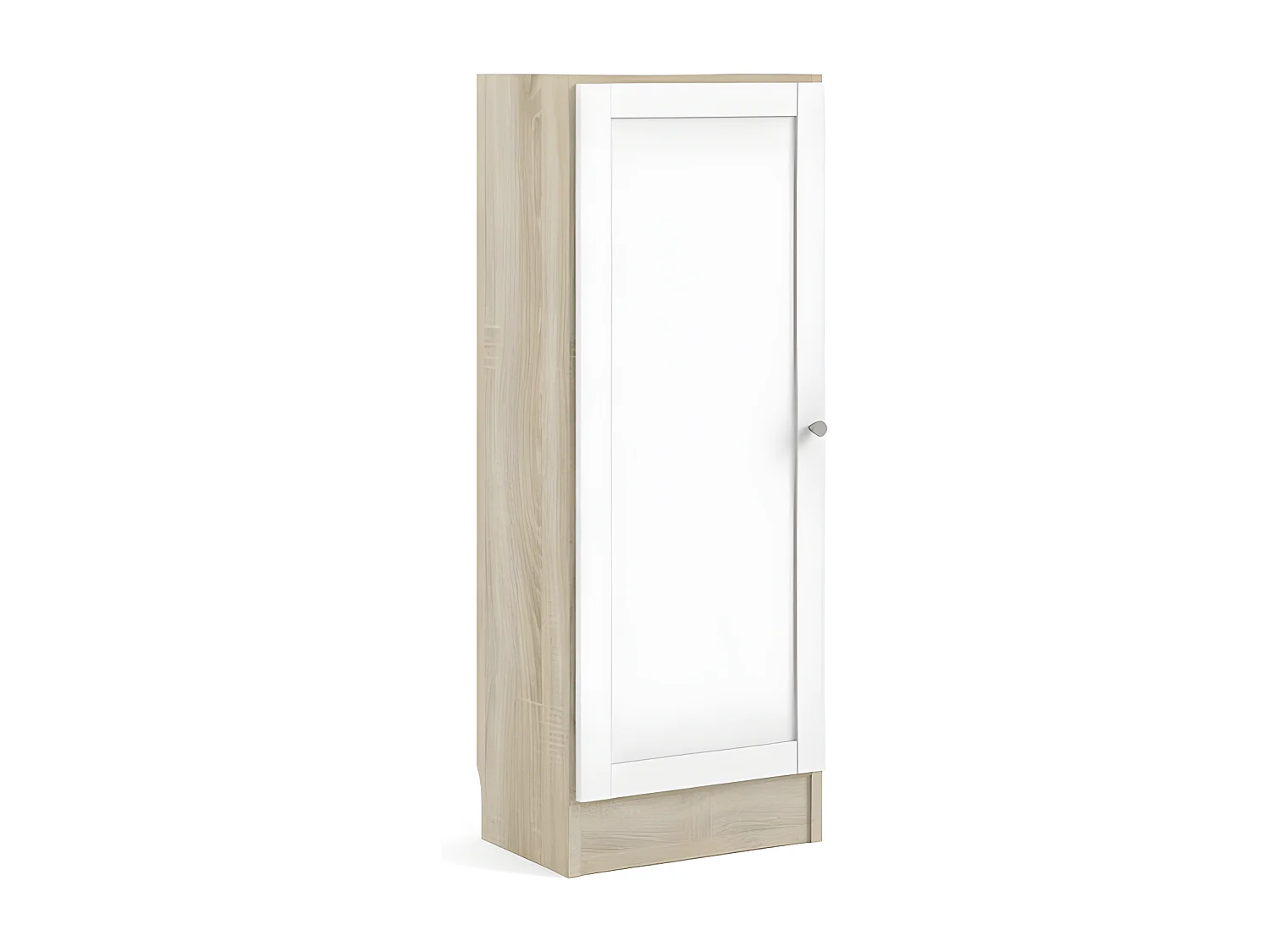 Base Étagère, 1 porte, cadre imitation chêne structuré, blanc.