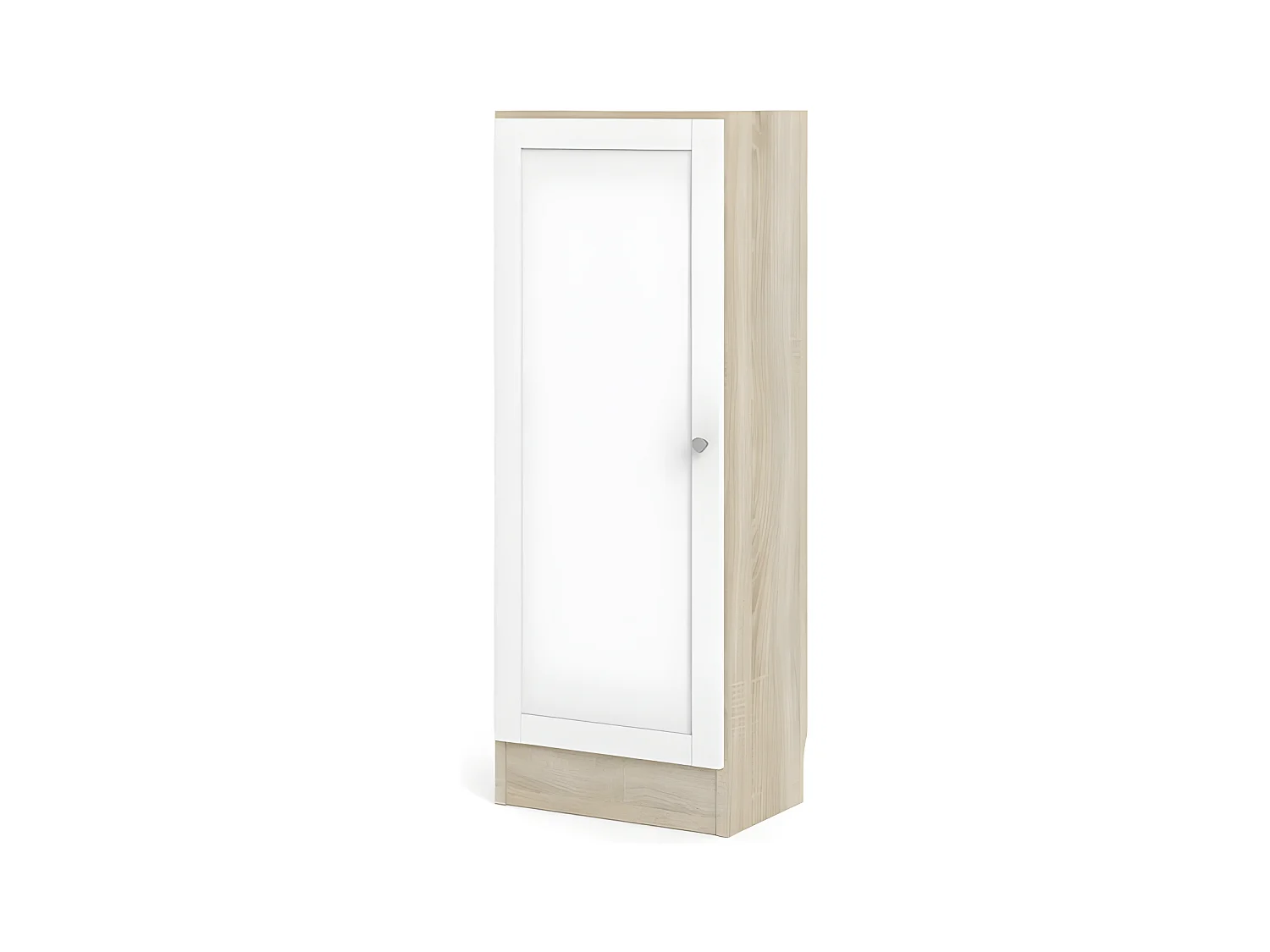 Base Étagère, 1 porte, cadre imitation chêne structuré, blanc.