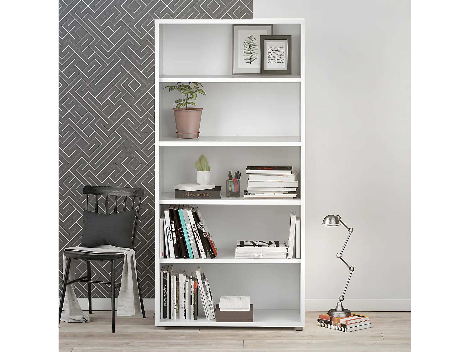 Prisme Étagère 4 tablettes de rangement. Blanc