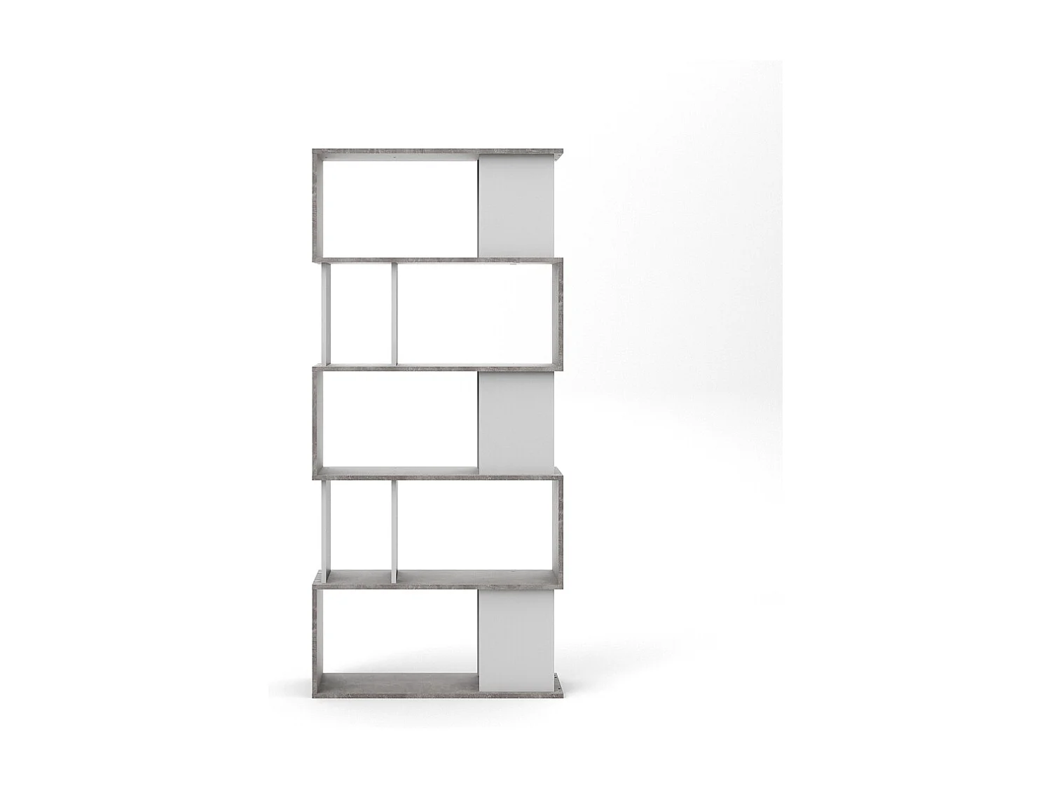 Magda wandkast boekenkast met 5 legplanken, betondecor/wit.