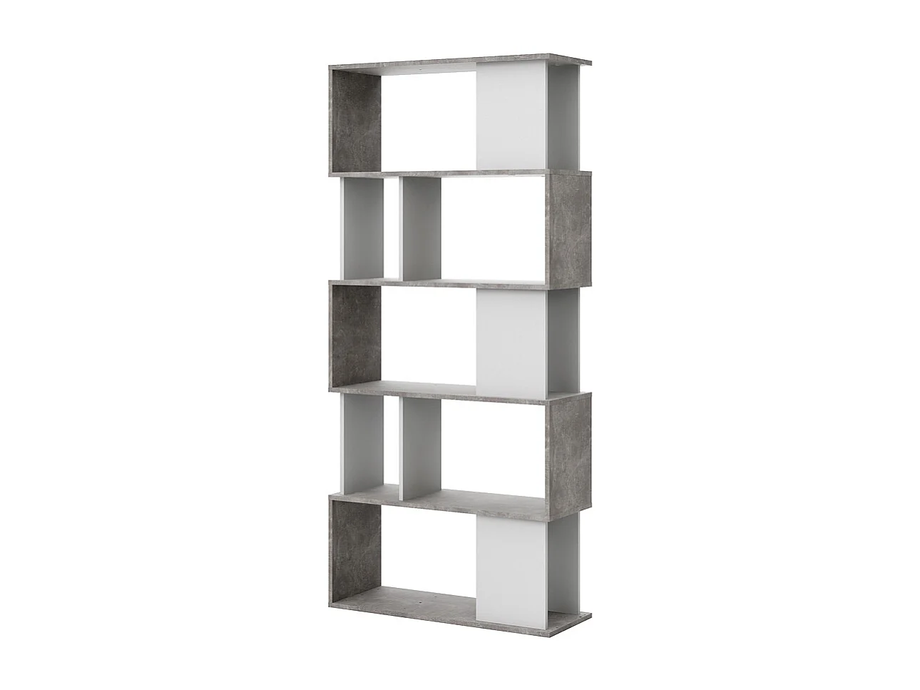 Magda wandkast boekenkast met 5 legplanken, betondecor/wit.