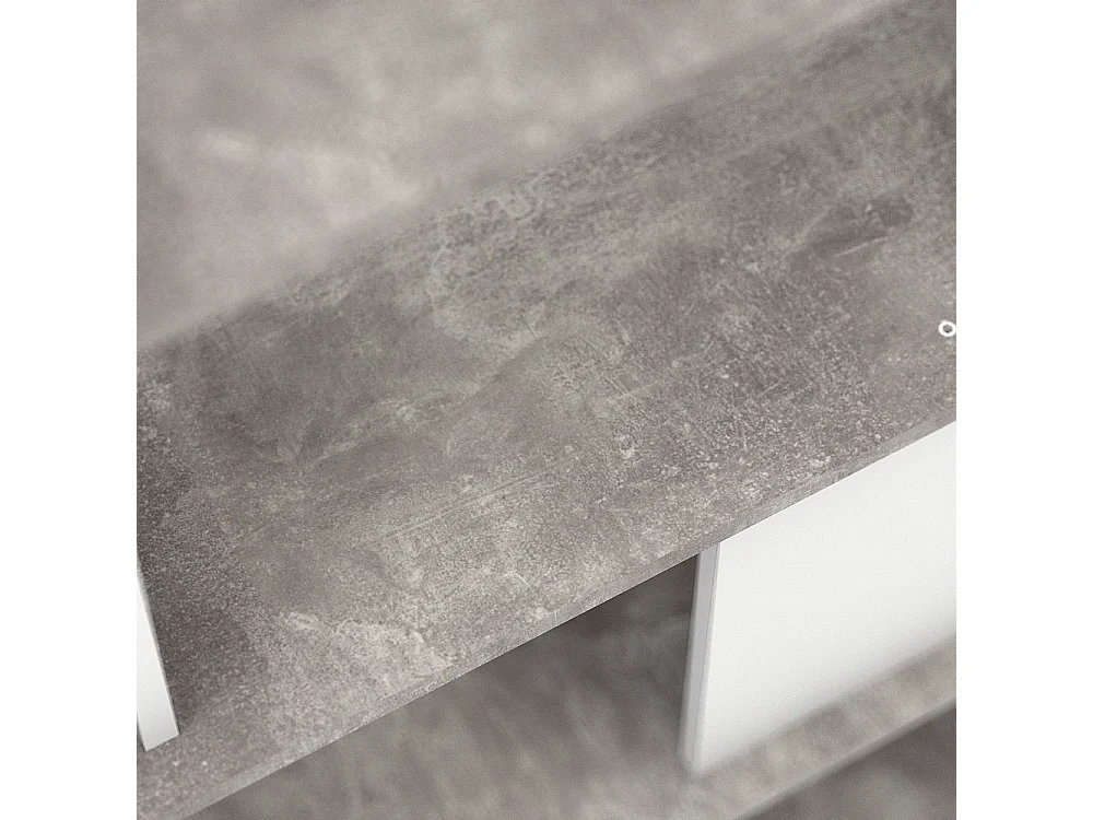 Magda wandkast boekenkast met 5 legplanken, betondecor/wit.