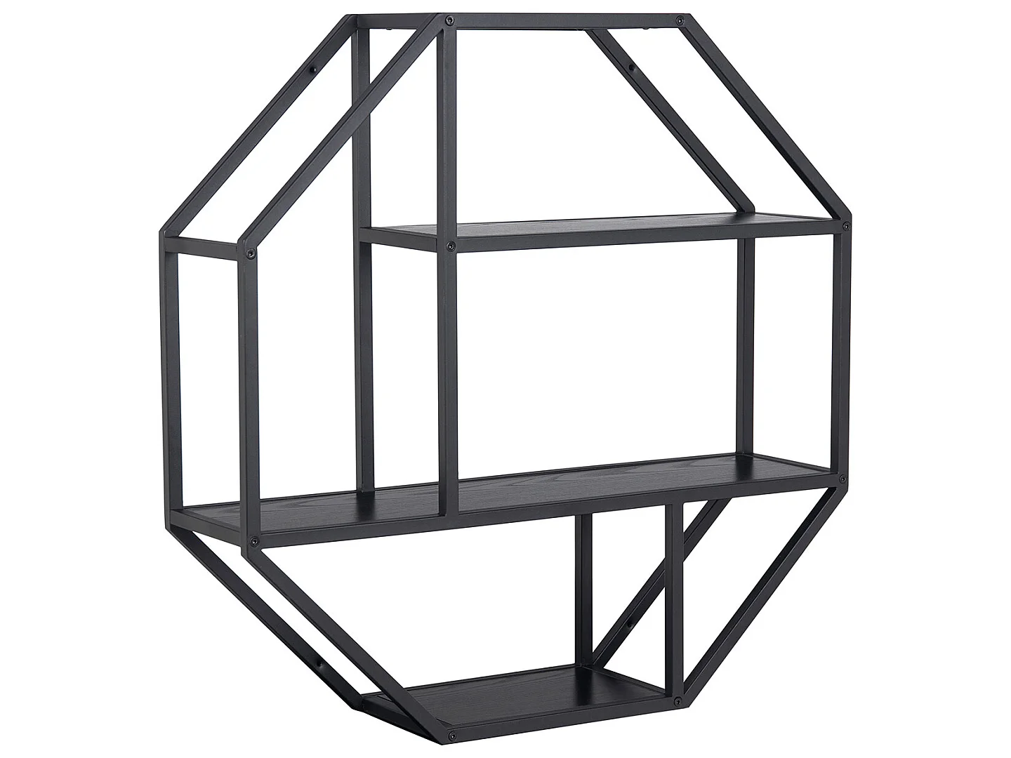 Sea Étagère murale, octogonale avec 3 tablettes d'exposition, noir.
