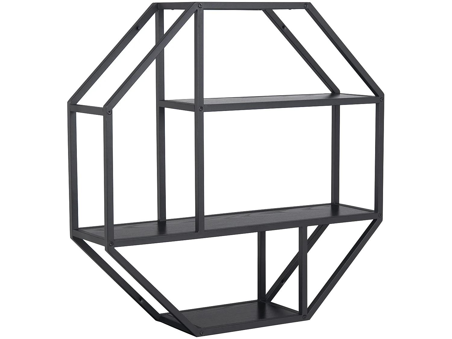 Sea Regal Wandregal achteckig mit 3 Regalen schwarz.