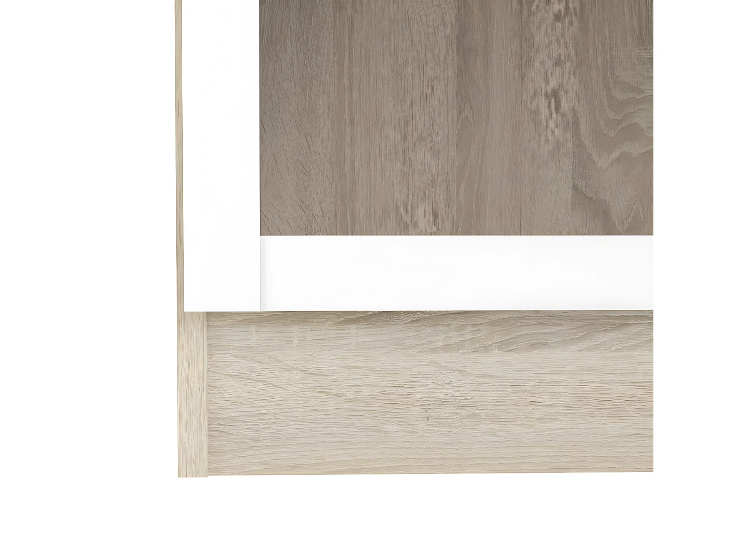 Base Étagère, 2 portes vitrées cadre imitation chêne structuré, blanc.