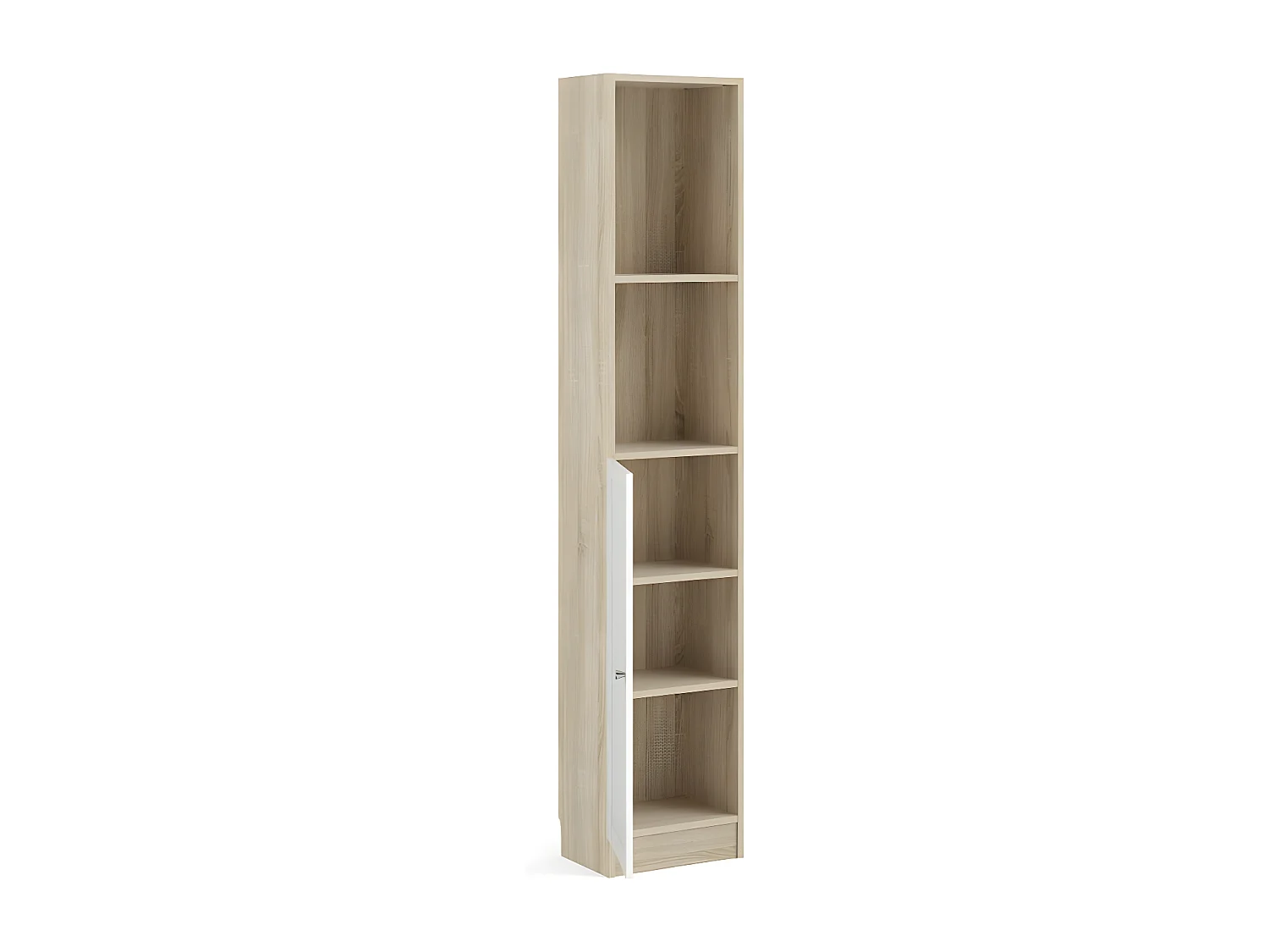 Base wandkast 1 plank en 1 deur eiken structuur decor, wit.
