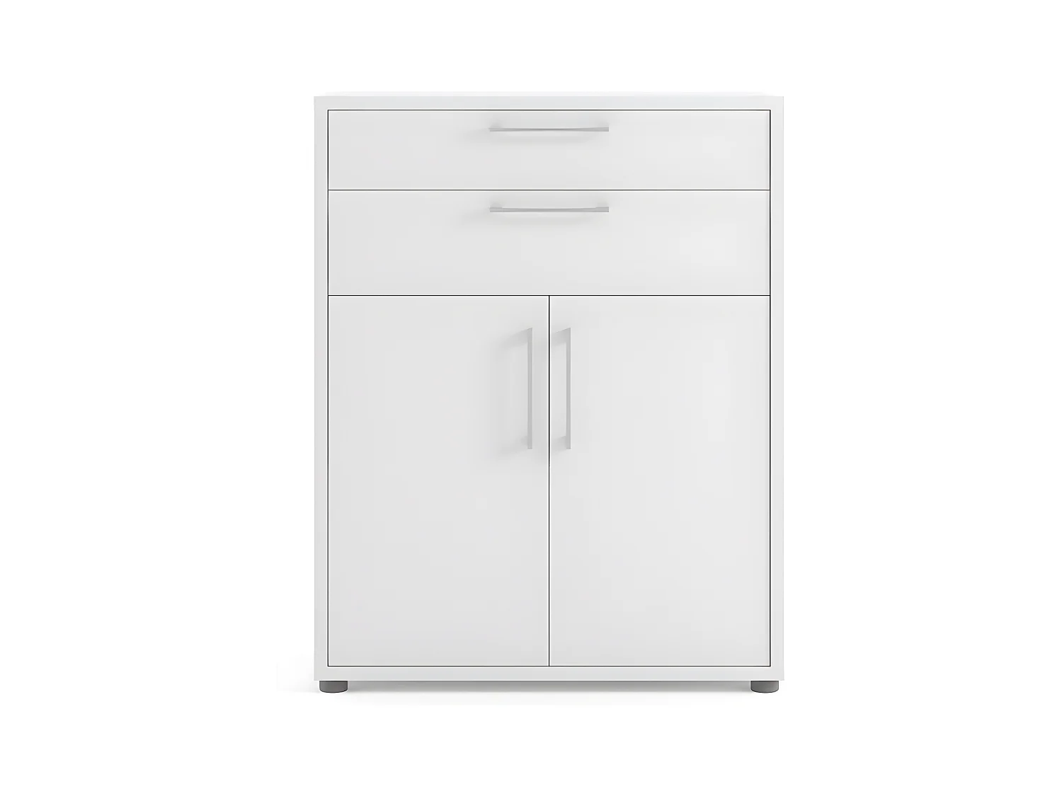Prisme Bureau de rangement à 2 tiroirs et 2 portes, blanc.