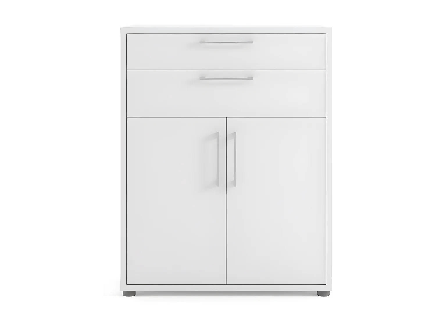 Prisme Bureau de rangement à 2 tiroirs et 2 portes, blanc.
