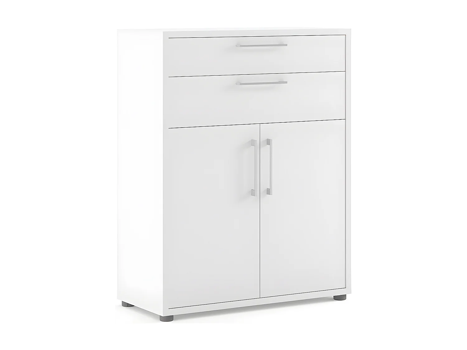 Prisme Bureau de rangement à 2 tiroirs et 2 portes, blanc.