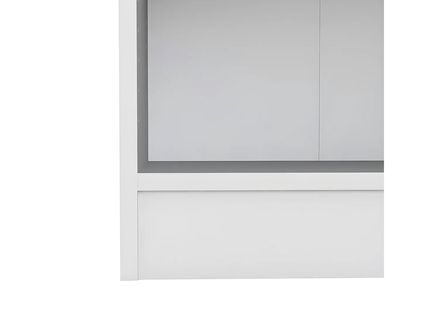 Base wandkast 2 glazen deuren en 2 planken wit.