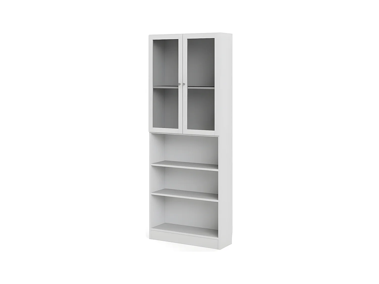 Base Étagère 2 portes vitrées et 2 tablettes de rangement, blanc.