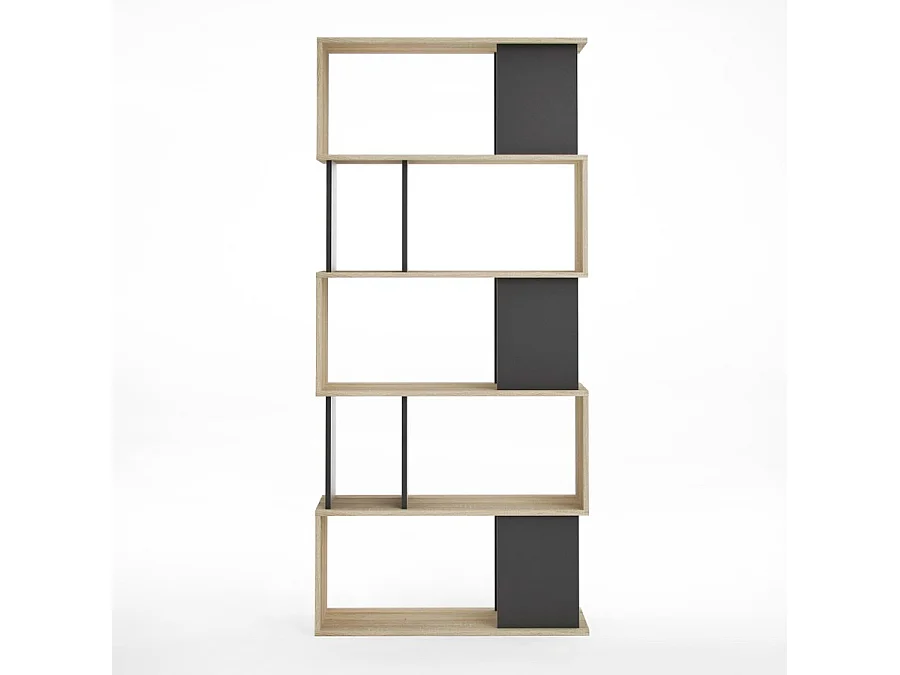 Magda Regal 7 Fächern Eiche Struktur und schwarz.