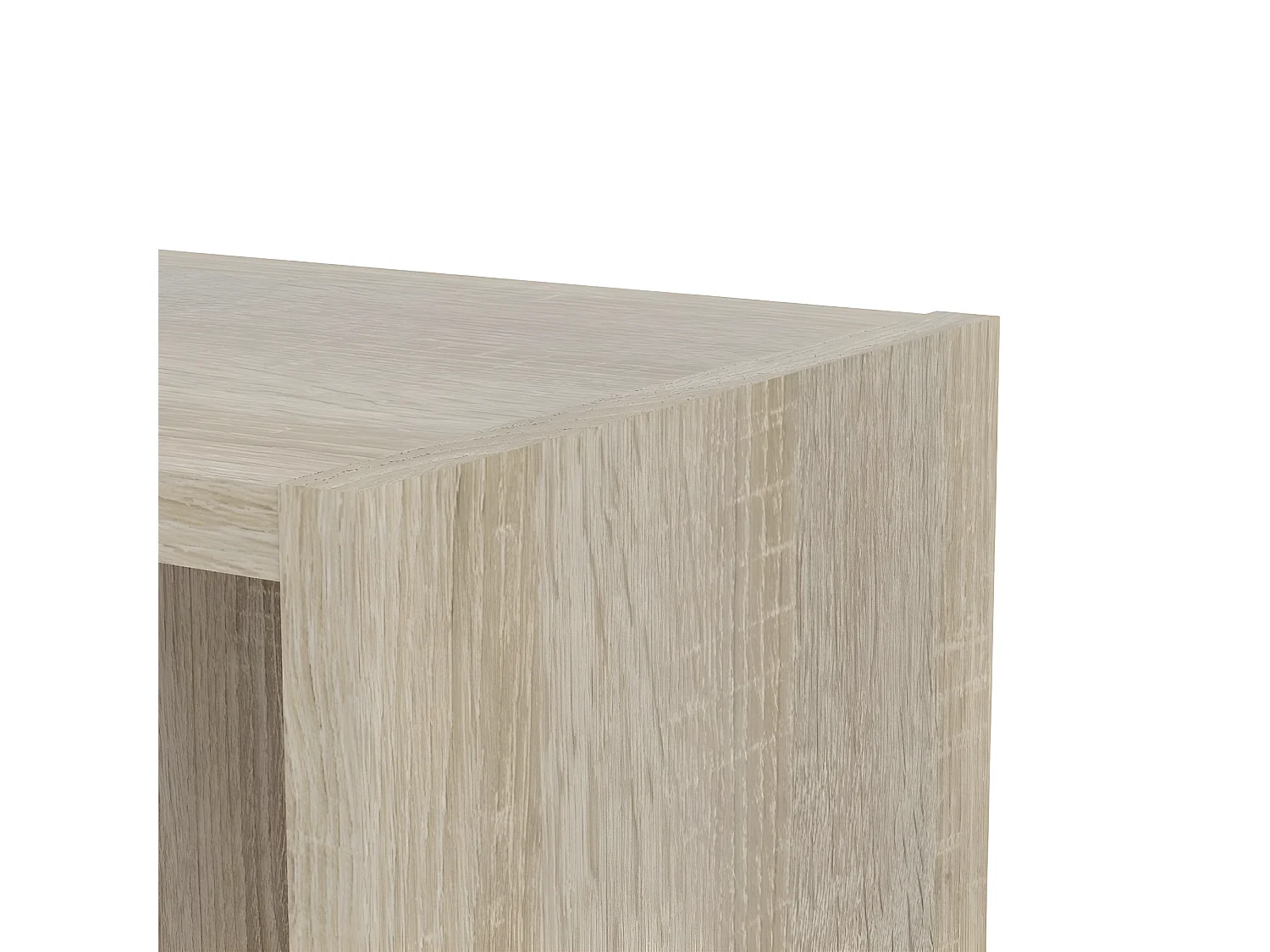 Base Étagère 1 tablette de rangement et 2 portes, finition chêne structuré, blanc.