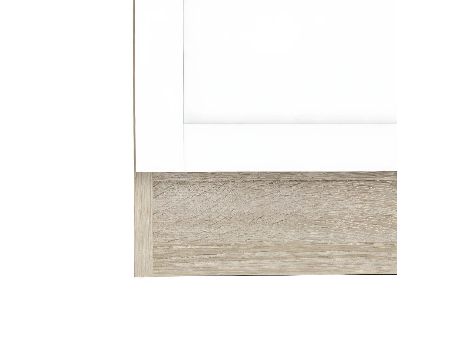 Base wandkast 1 plank en 2 deuren eiken structuur decor, wit.