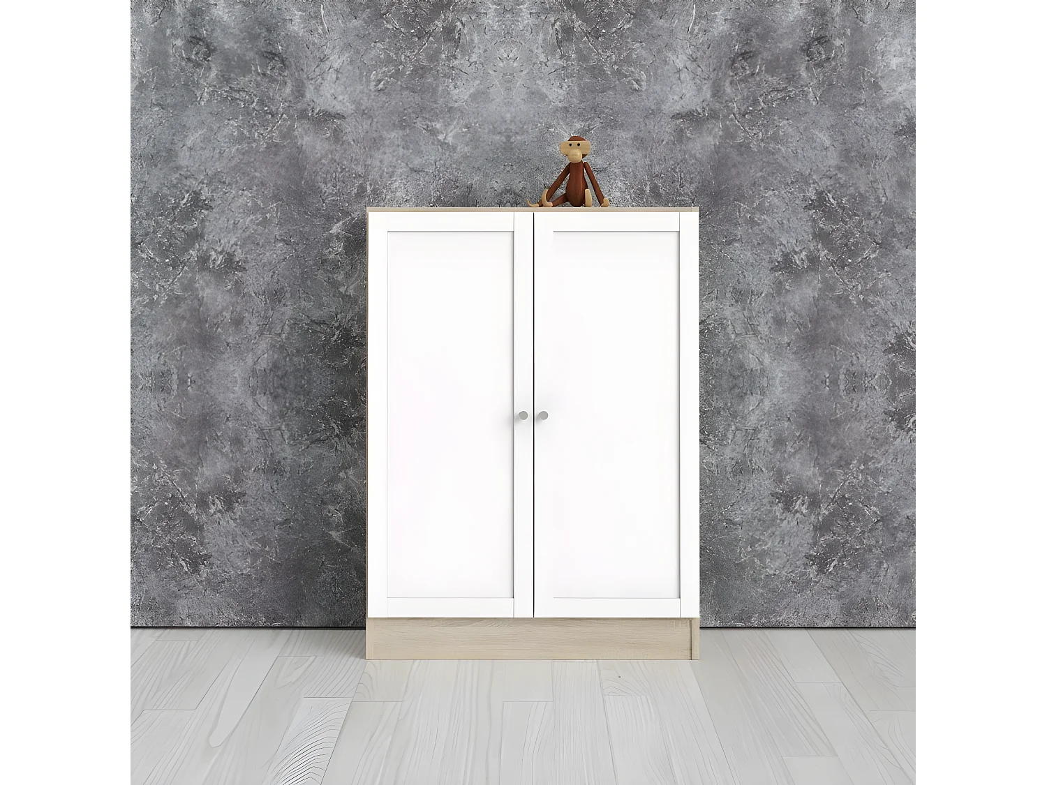 Base wandkast 2 deuren eiken structuur decor, wit.