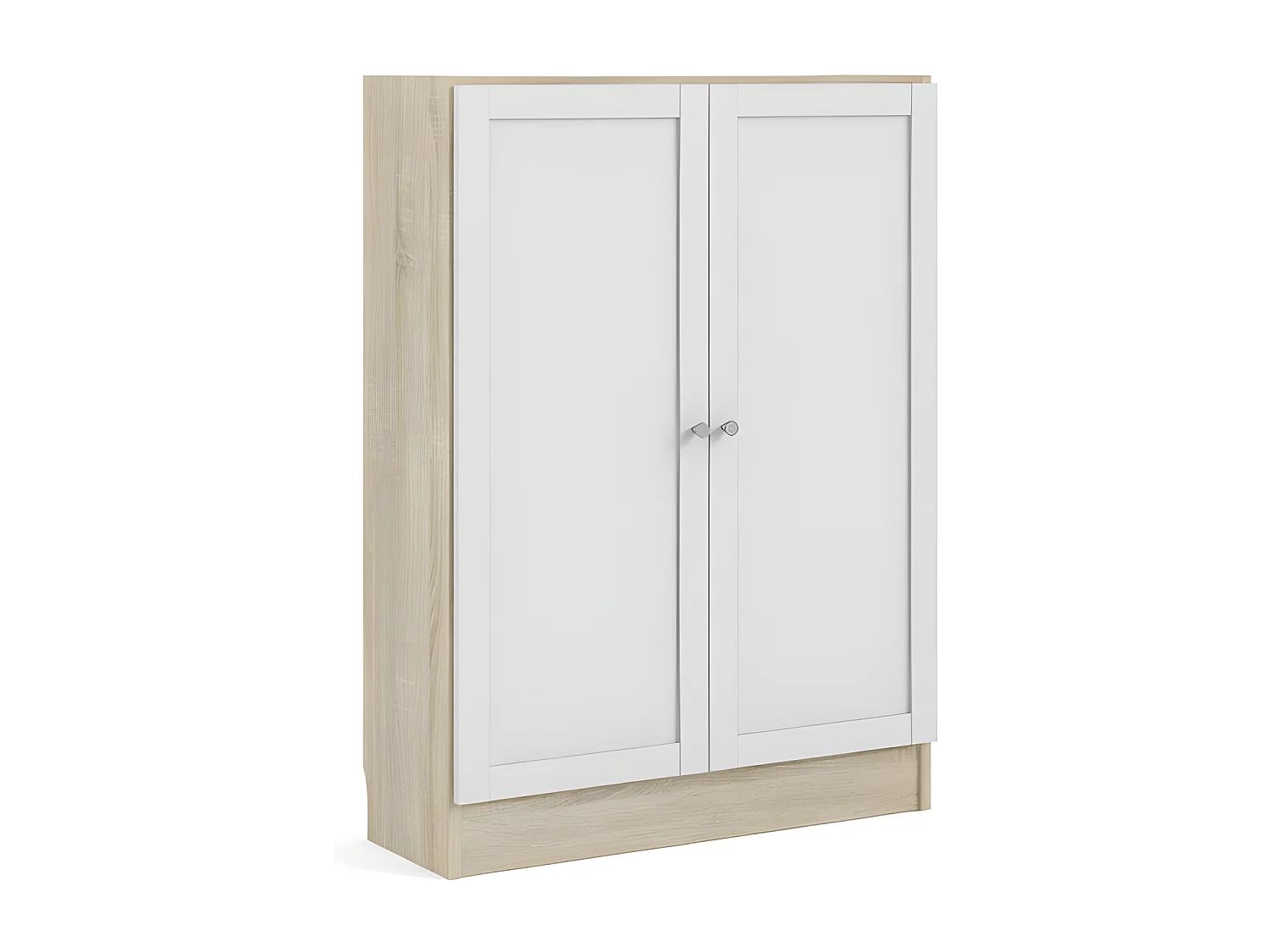 Librería base 2 puertas estructura decoración roble, color blanco.