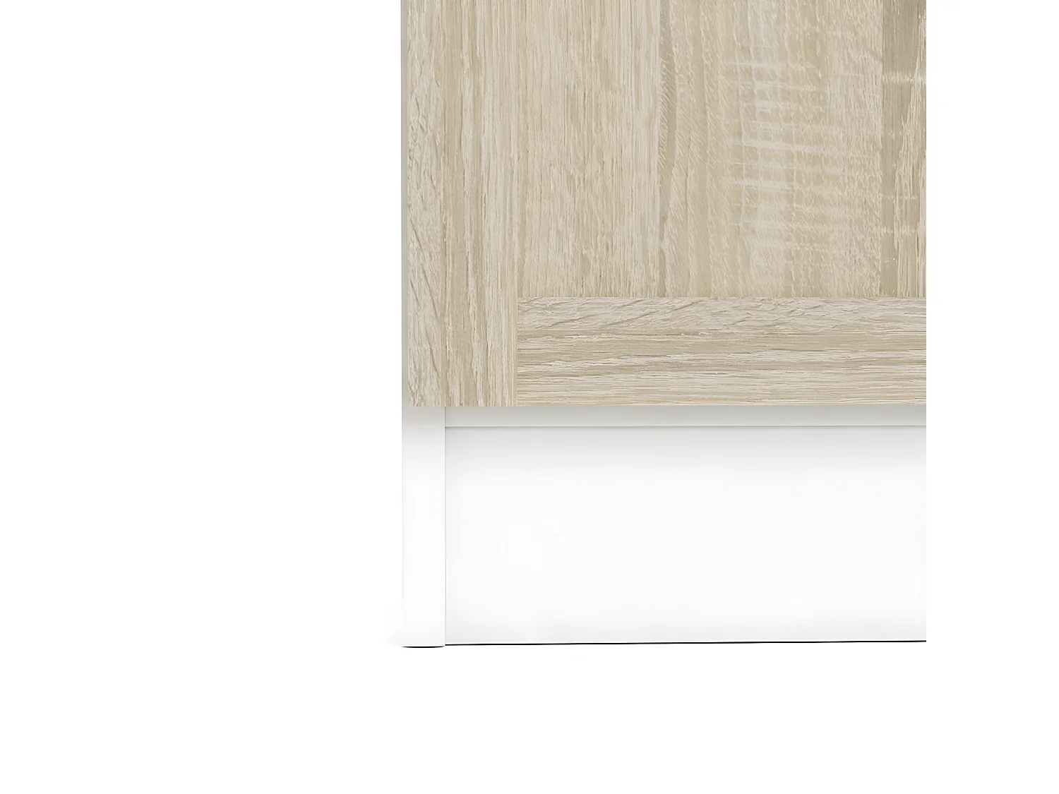 Base wandkast 1 plank en 1 deur wit, eiken structuur decor.