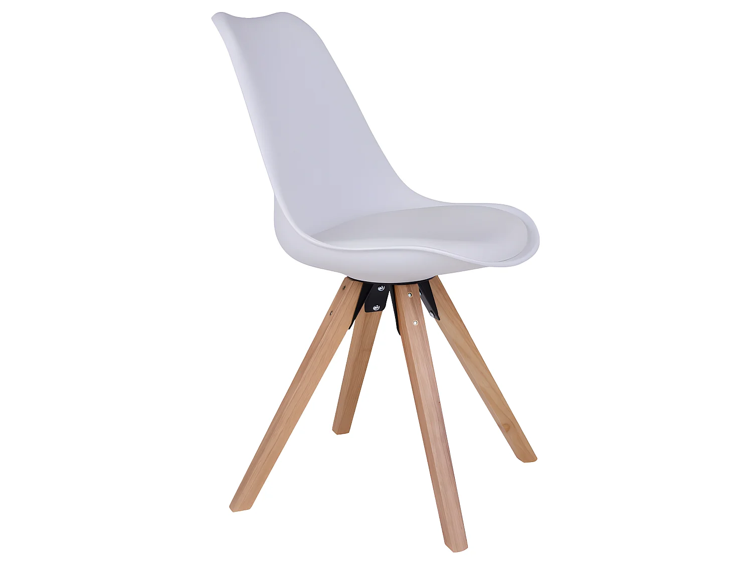 Benno Esszimmerstuhl als Schalenstuhl weiss PU Kunstleder, natur Beine.