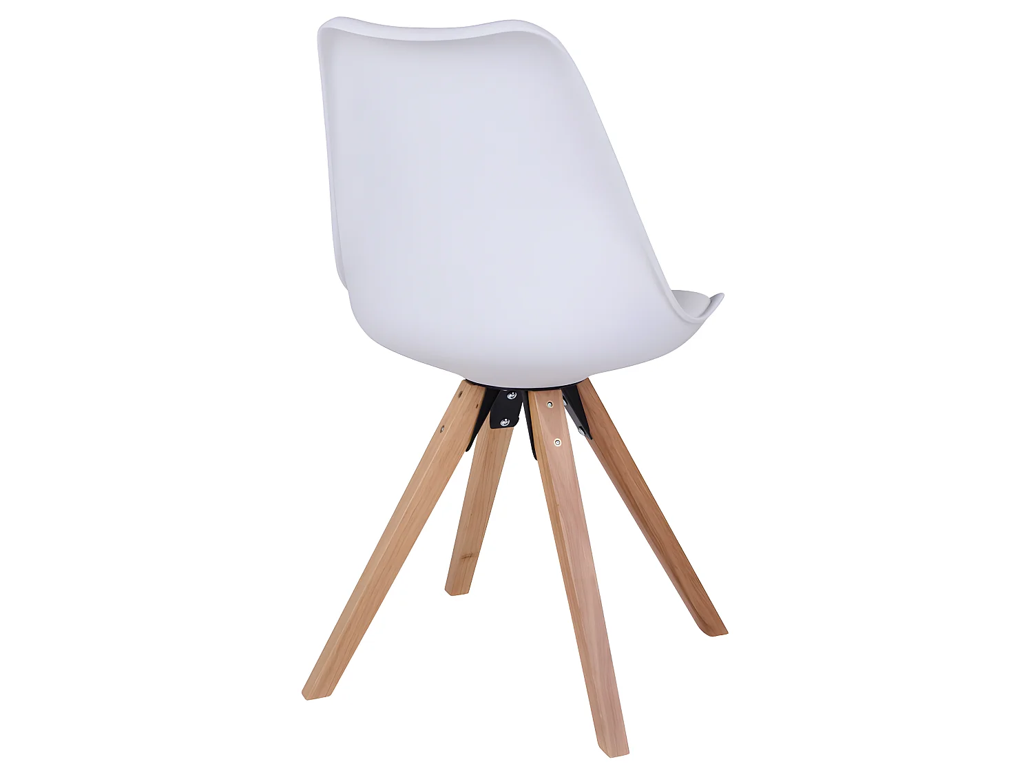 Benno Esszimmerstuhl als Schalenstuhl weiss PU Kunstleder, natur Beine.