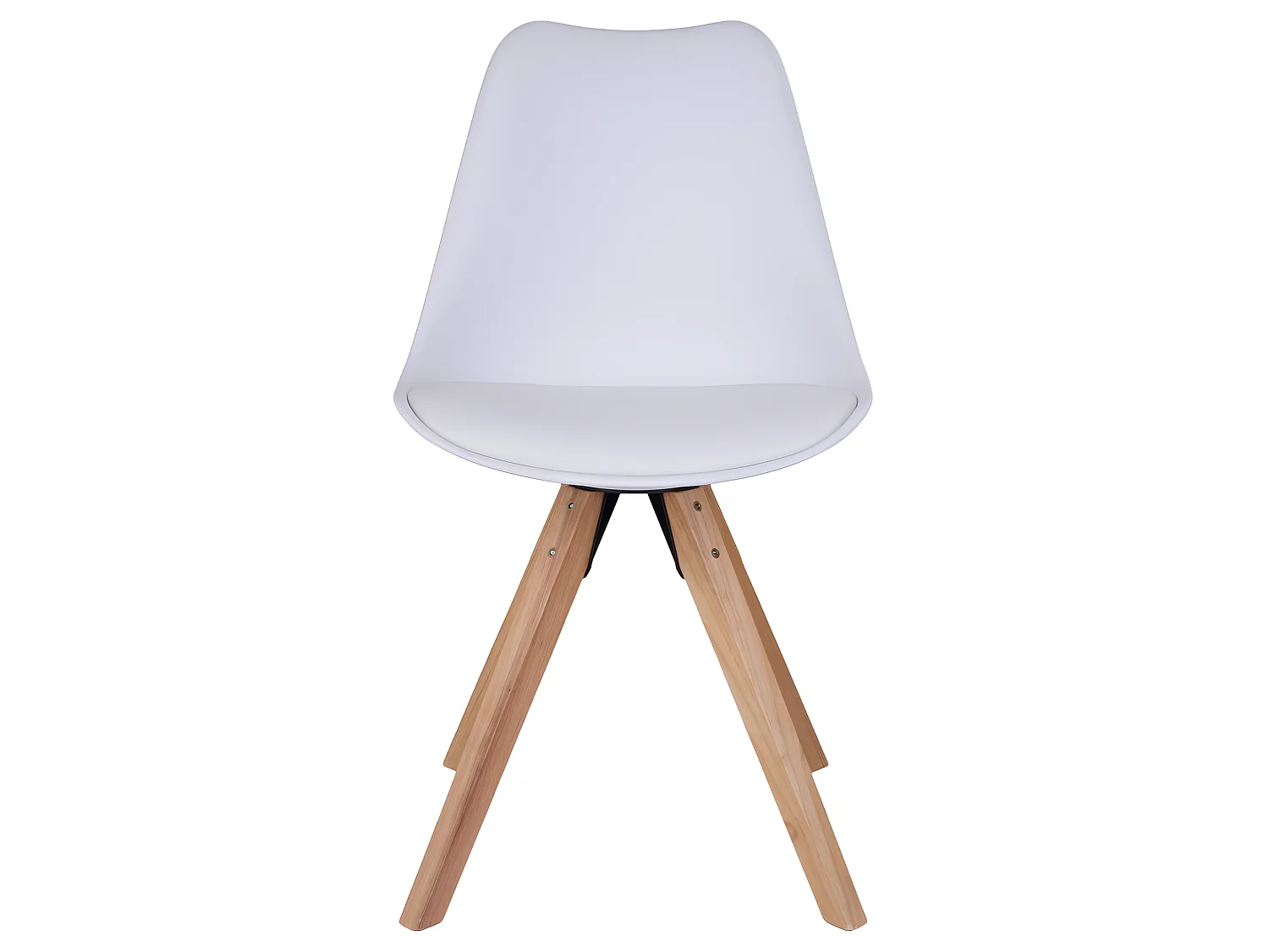 Benno Esszimmerstuhl als Schalenstuhl weiss PU Kunstleder, natur Beine.