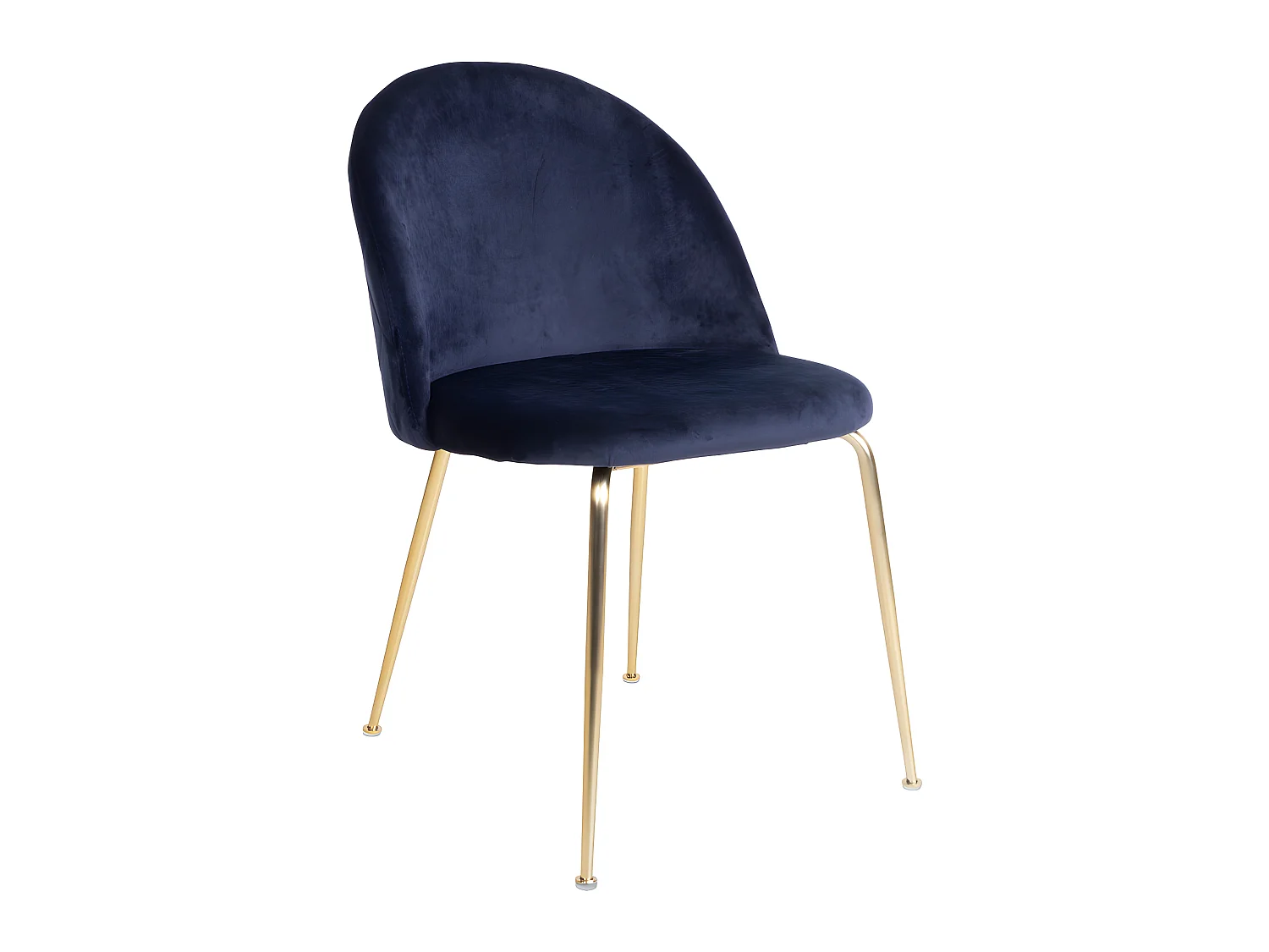 Geles Chaise de salle à manger en velours bleu, pieds en laiton.