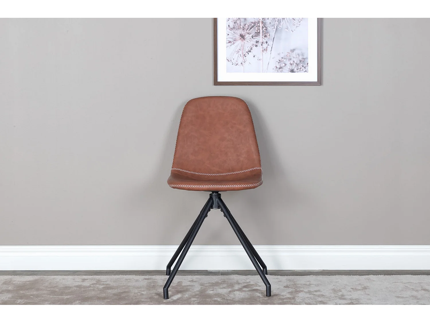 Polar Chaise de salle à manger en similicuir PU, marron.