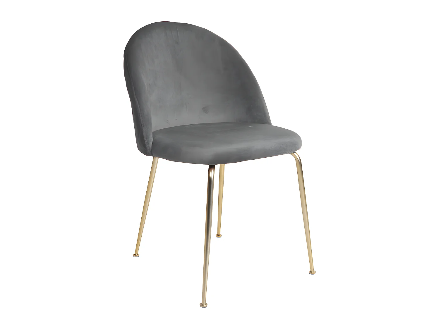Geles Chaise de salle à manger en velours, gris, pieds en laiton.
