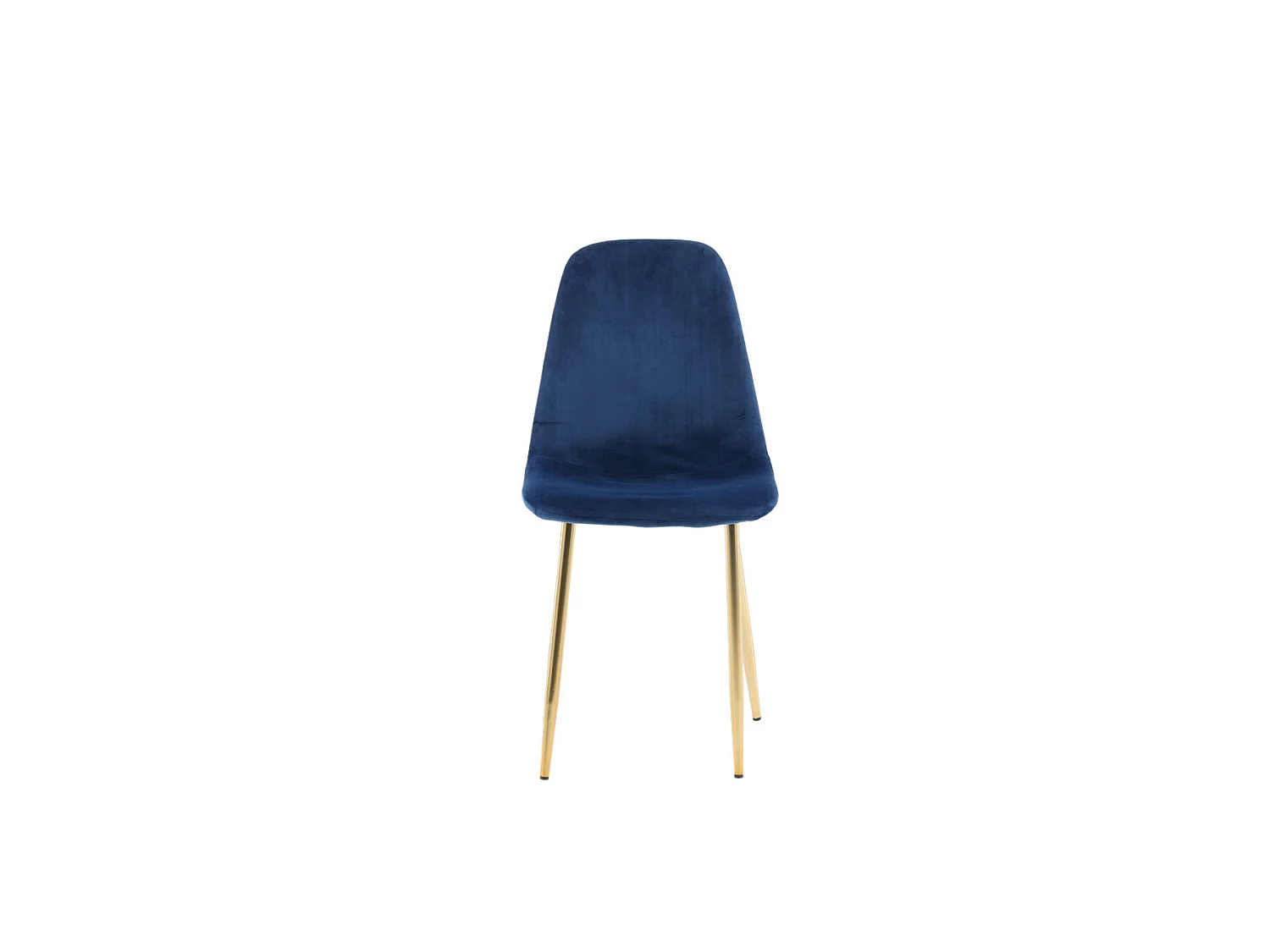 Polar Chaise de salle à manger en velours, bleu, finition laiton.