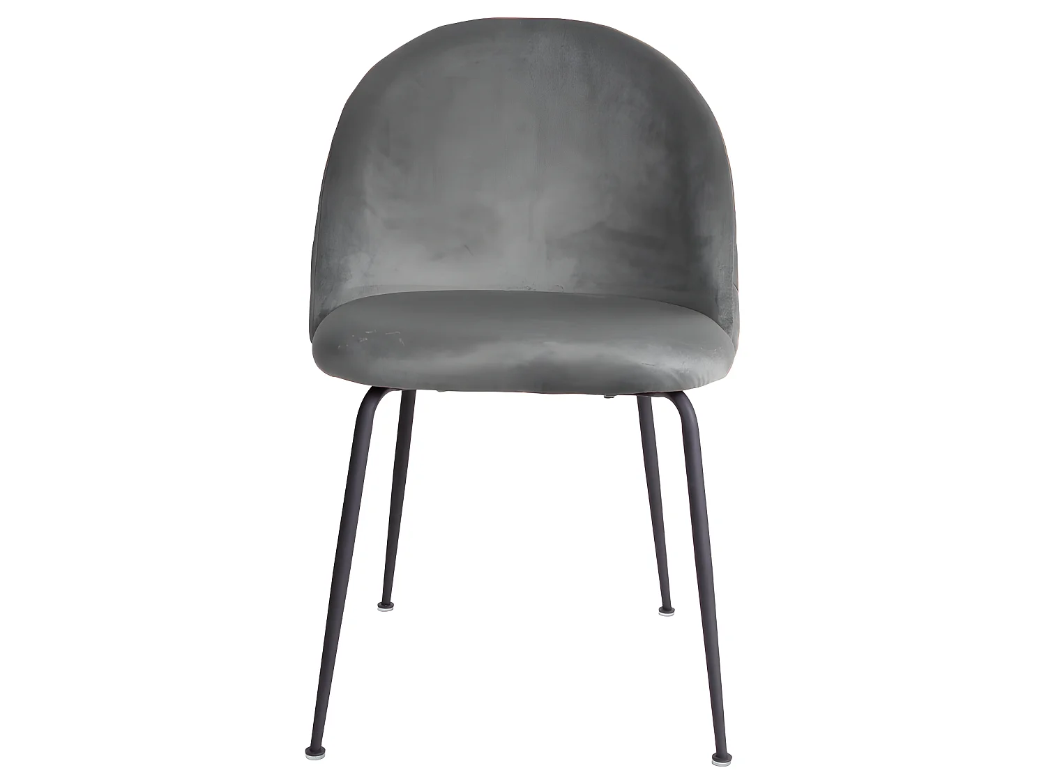 Geles Chaise de salle à manger en velours, gris, pieds noirs.