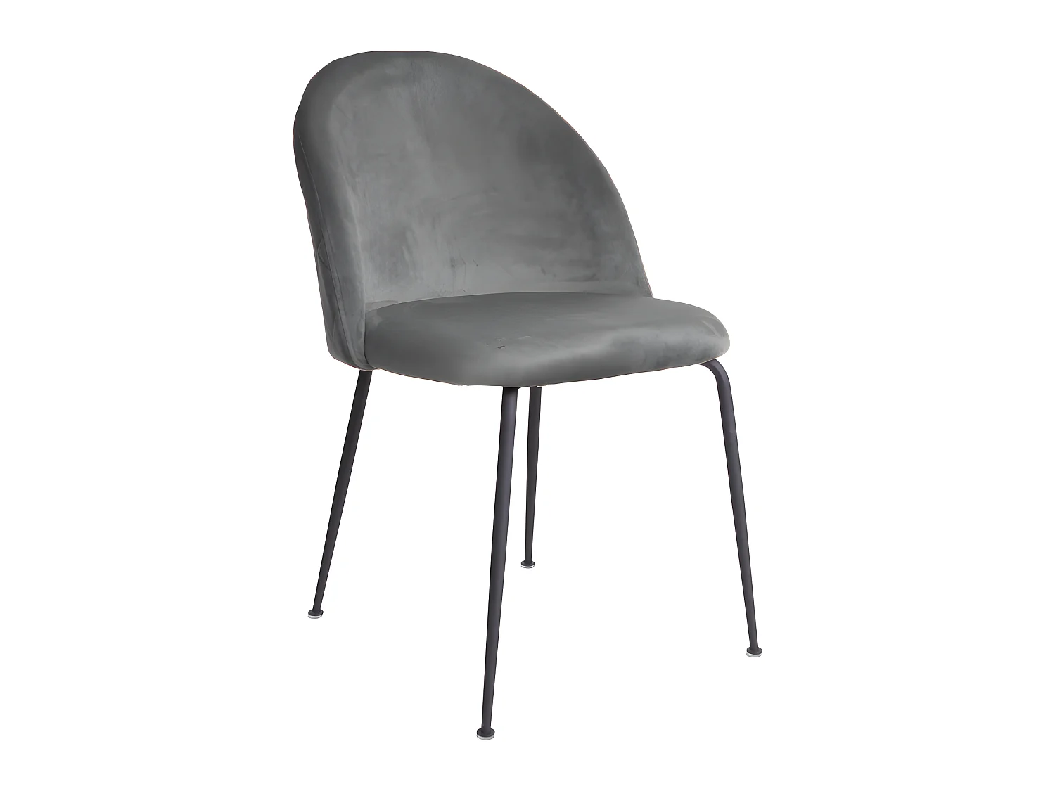 Geles Chaise de salle à manger en velours, gris, pieds noirs.