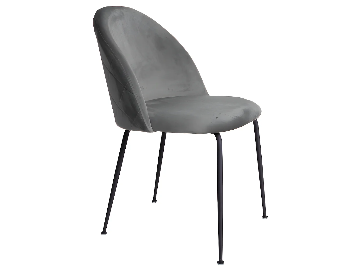 Geles Chaise de salle à manger en velours, gris, pieds noirs.