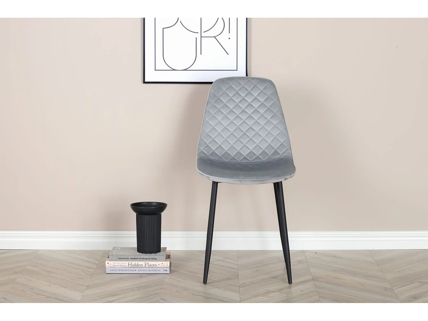 PolarDiamond Chaise de salle à manger en velours, gris.