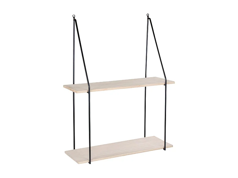 Haas Étagère, 2 tablettes de rangement, noir, teinte naturelle.